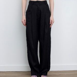 Elegant linen Black Women's Trousers